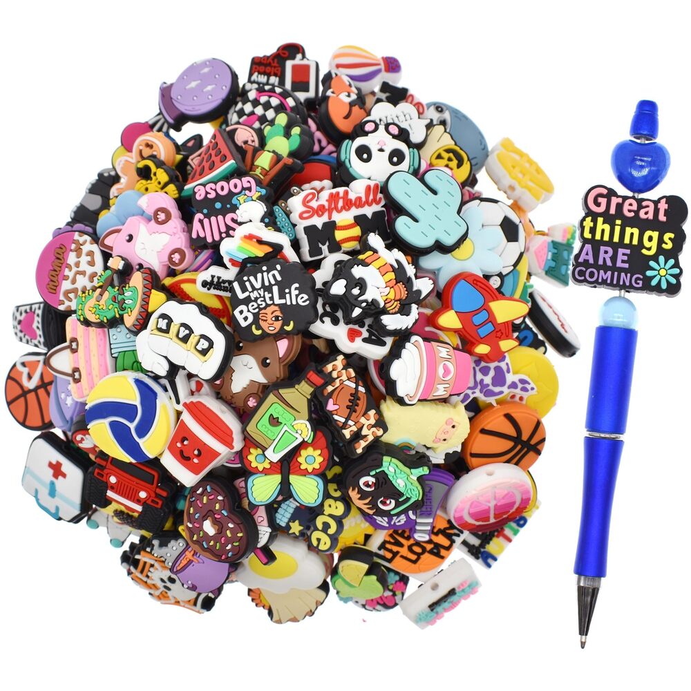 4418 110Pcs Silicone Focal Beads Bulk, Different Random Mix Collections